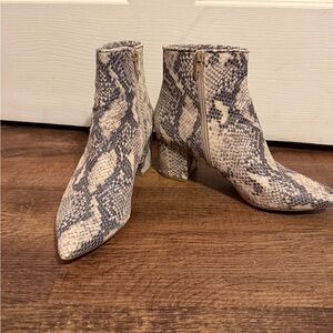 Steve Madden Snake Print Ankle Booties - Gray and Cream